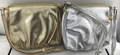 Lote 2 Monedero Bolso de Noche Miss Lewis Vintage Años 90 Dorado Plata Brillante Vinilo Mujer Foto 1 de 4