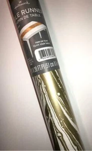vintage Hallmark heavy weight paper TABLE RUNNER gold marbled swirl 20' x 20" - Picture 1 of 1