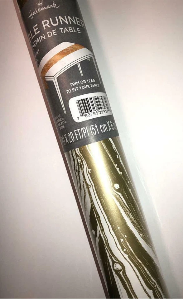 vintage Hallmark heavy weight paper TABLE RUNNER gold marbled swirl 20' x 20" - Image 1 of 1