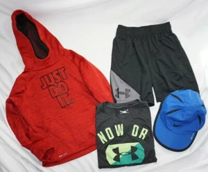 Little Boys Lot (4) NIKE & UNDER ARMOUR Shorts, Hoodie, Hat & Shirt Sz 6 - Picture 1 of 5