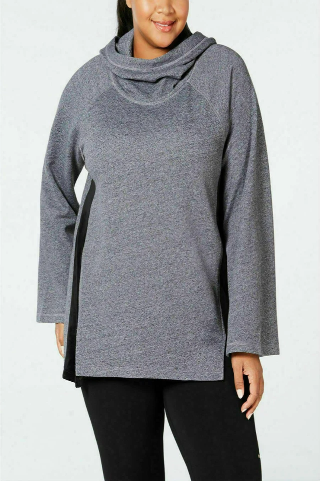 Calvin Klein Sweatshirt Performance Cowl Pullover Women Grey Sz S 469