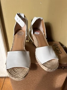 VINCE CAMUTO Womens Leera White Leather Platform Wedge Espadrille Size 7.5 - Picture 1 of 9