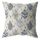 18 Cream Gray Leaves Suede Zippered Throw Pillow