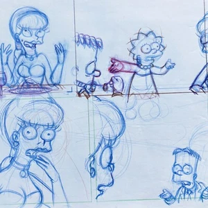 The Simpsons (2003) Bart & Lisa Original Comic Art Drawing LOT 12 - Picture 1 of 4