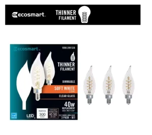 40-Watt Equivalent B11 Dimmable E12 Candelabra Fine Bendy Filament LED Vintage - Picture 1 of 3