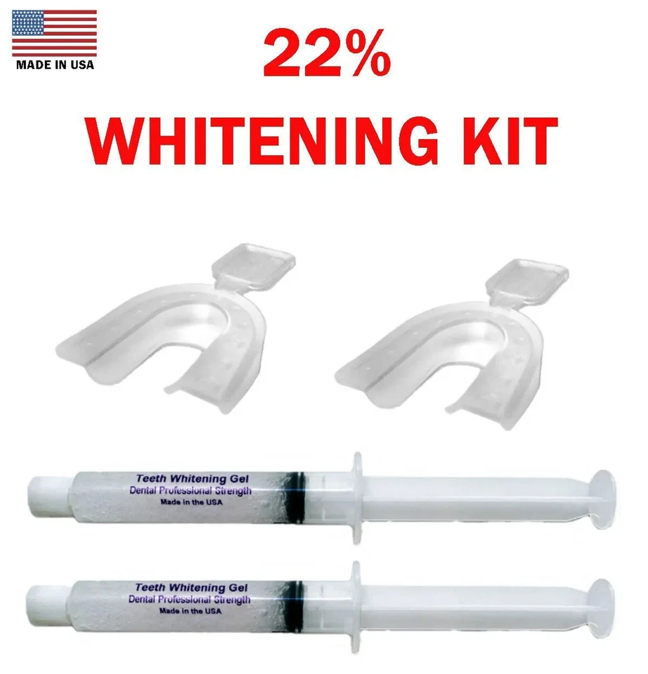 FLORIDA LABORATORIES, INC. 22% TEETH WHITENING BLEACH KIT * 2 Syringes 22% W/ 2 THERMOFORMING MOUTH TRAYS