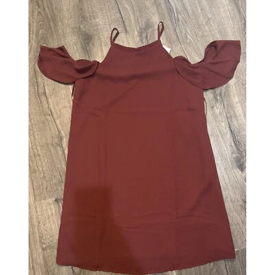 Naked Zebra Cold Shoulder Dress Ruffle Sleeve Casual Mini Dress Medium - Image 1 of 4