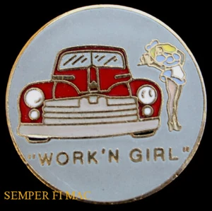 WORKIN' GIRL NOSE ART HAT LAPEL PIN UP WWII PILOT CREW AIRCRAFT FAA WING L@@K - Picture 1 of 12