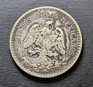 1919 Mexico 50 Centavos Coin .720 Silver, Radiant liberty cap Coat of Arms - Picture 1 of 8