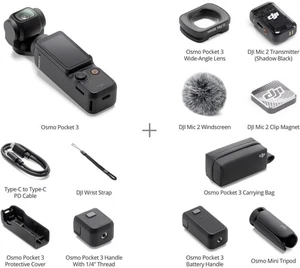 DJI Osmo Pocket 3 Creator Combo 4K Camera 3-Axis Gimbal Mic Tripod - Picture 1 of 11