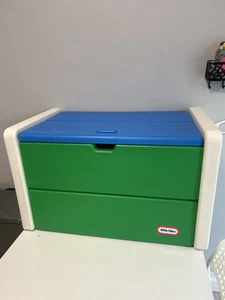 Vintage Little Tikes Tykes Kid Child Size Toybox Toy Box Green Blue White VGUC - Picture 1 of 14