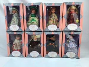 Lot Of 8 NEW BRINN’S 1991 UN-1250 Calendar Girls Dolls 6" Jointed Doll Stand - Picture 1 of 13