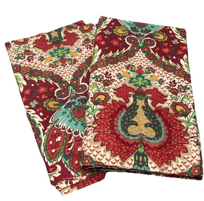 Pottery Barn Darcy Standard Pillow Shams Set of 2 Medallion Paisley Floral Red - Image 1 of 4