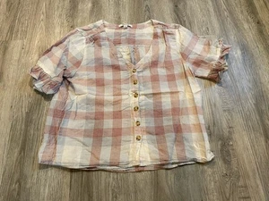 Madewell Medium Plaid Crop Top Red Women’s Size M - Picture 1 of 5