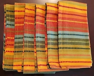 PIER ONE IMPORTS SET/6 COTTON NAPKINS 21"x20" ORANGE MULTI STRIPE-NWT! $2.95 EA - Picture 1 of 3