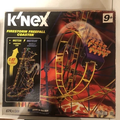 KNEX Firestorm Freefall Roller Coaster Kit 674 pc Complete In Original Box - Image 1 of 4