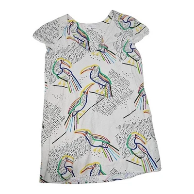 Vestido Corey Lynn Calter Christina Blanco Colorido Estampado Tucán Raglán Mini XS Foto 1 de 4