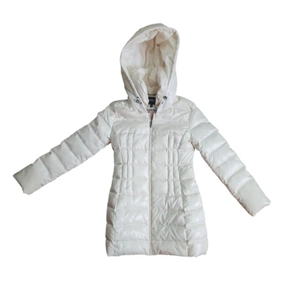 Jaqueta Express Puffer Coat Feminina Tamanho XS Branca Sólida Penas Aconchegante Exterior - Imagem 1 de 4