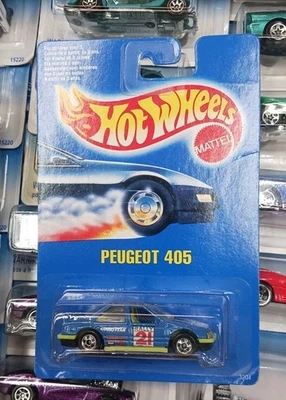 Tarjeta azul Hot Wheels Peugeot 405 - 1991 International Blue  Foto 1 de 4