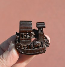 1930's Japanese Wood Carved Carving Netsuke Dragon Boat Ship Figure & Horse