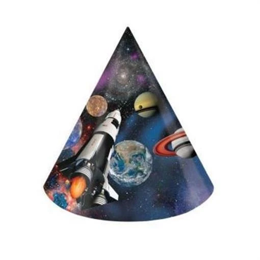 Paquete de 8 sombreros tamaño niño explosión espacial sistema solar nave espacial fiesta decoración Foto 1 de 2