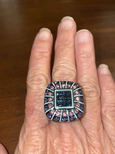 PA Square Shaped crystal ring Home Shopping NWT - Picture 1 of 10