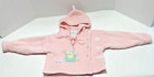 Vintage 1990 Daisy Kingdom Pink Baby Sweater Bunnies Balloon Cardigan w Hood 12m