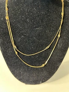 Unique Gold Toned Fine Chain with Knotted Accents 28 Inches - Picture 1 of 4