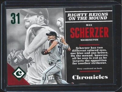 Max Scherzer - 2017 Panini Chronicles #28 Green Parallel #d 25/199 - Washington - Image 1 of 2