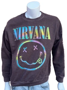 Nirvana Smiley Brown Crew Neck Pullover Sweatshirt Unisex Music Punk Band Grunge - Bild 1 von 9