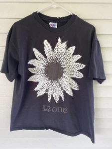90’s U2 One 1991 Tour X-Large T-Shirt Bono Sparkly Flower Vintage Black Boxy - Bild 1 von 18