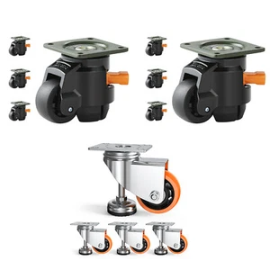 VEVOR Leveling Casters Adjustable PVC Plate Mounted Caster 720/2200/1100lbs 4pcs - Picture 1 of 38