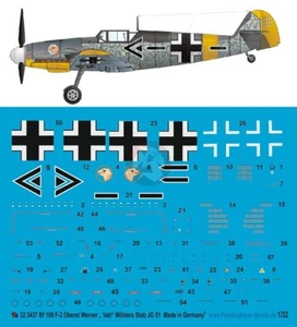 Marcature Peddinghaus 1/32 Bf 109 F-2 Werner Molders Stab./JG 51 Russia 1941 3437 - Foto 1 di 1