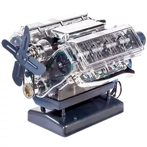 DIY Mini V8 Engine Model Kit Working Miniature Motor Silver Assembly Model NEW - Picture 1 of 11
