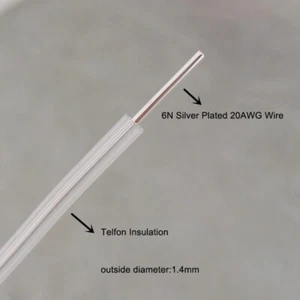 Cable de aislamiento de PTFE 10 metros 20 AWG 0,8 mm 6N OCC plateado núcleo sólido - Imagen 1 de 7