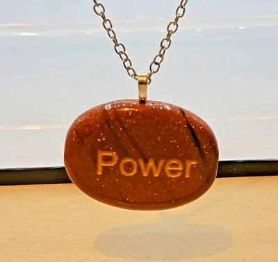Collar POWER Word Stone Piedra Oro Rojo Foto 1 de 4