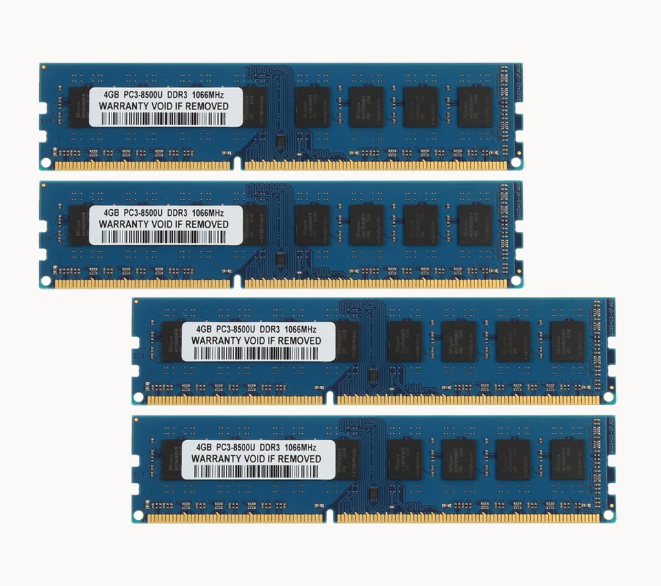16GB 4PCS 4GB RAM PC3-8500U DDR3 1066MHz 240PIN Desktop DIMM Memory CPU Tested*- - Image 1 of 4