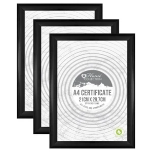 [Set of 3] A4 Certificate Black Styrene Photo Frames Freestanding Wall Mountable - Picture 1 of 6