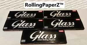 FIVE Packs of "LUXE GLASS" Clear KING SIZE Rolling Papers 40 Leaves Per Pack - Picture 1 of 3