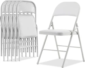 6 Pack Padded Folding Chairs Indoor & Outdoor Events Home & Office White - Picture 1 of 12