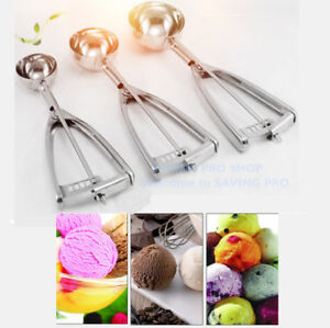 4/5/6cm Stainless Steel Ice Cream Mashed Potato Cookie Scoop Spoon Spring Handle