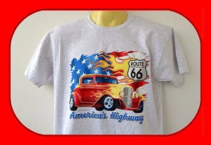 T-Shirt Hot Rod M-5XLOld School Vintage Route 66 Plus Sizes Übergröße - Picture 1 of 1