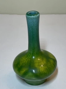 Vintage MCI Japan Green Blue Drip Swirl Glaze Ceramic Mini Vase - Picture 1 of 8