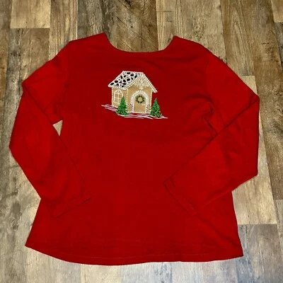 Rebecca Malone Long Sleeve Festive Christmas Shirt Size Xl Gingerbread House - Image 1 of 4
