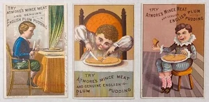 Atmore's Minced Meat and English Plum Pudding Vintage Trade Card Lot (3 Cards) - Picture 1 of 6