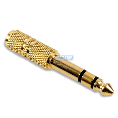 PRO 3.5mm to 6.35mm 1/4" Gold Stereo Jack Headphone Adapter - FREE UK POSTAGE - Image 1 of 3