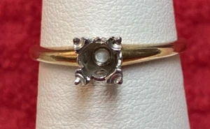 NEW NOS VINTAGE BOX HEAD 14KT ILLUSION DIAMOND SEMI MOUNT RING 4MM GVTM-11 - Picture 1 of 4