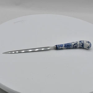 Vintage A.E. Lewis & Co Floraine Zwiebelmuster Kobaltblau Brieföffner - Bild 1 von 12