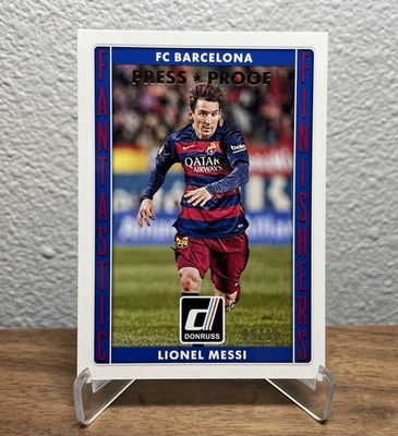 2015 Panini Donruss Lionel Messi Fantastic Finishers Gold Press Proof /99 NM-MT - Image 1 of 2