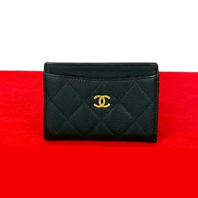 Estuche para tarjetas Chanel Matrasse marca COCO piel de caviar mate negro 56350 Foto 1 de 4